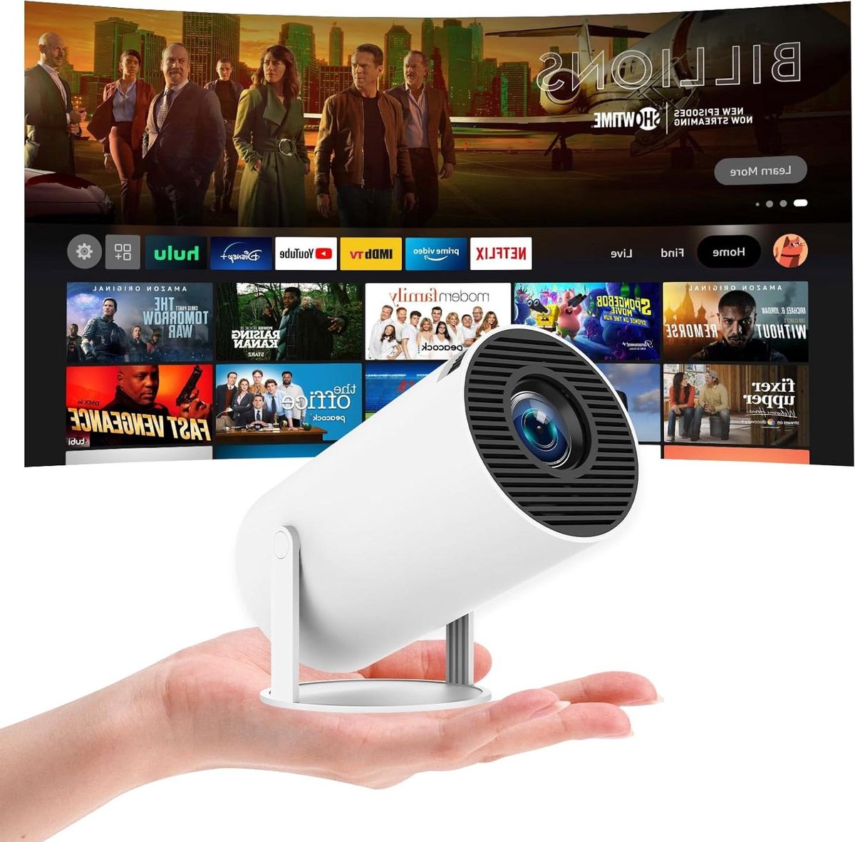Mini Beamer - Draagbare Projector - Thuisbioscoop Creëren - Draadloze Connectiviteit - 130 Inch Display - Wit