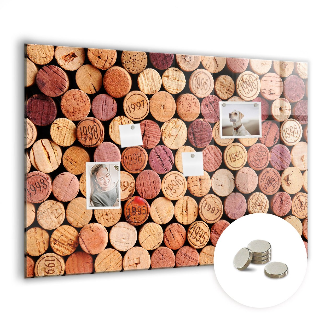 Coloray Glazen Magneetbord - Magnetisch Bord Wijnkurken - 100x70 cm - Bruin Magneetbord - Magnetic Board - Keuken Decoratie