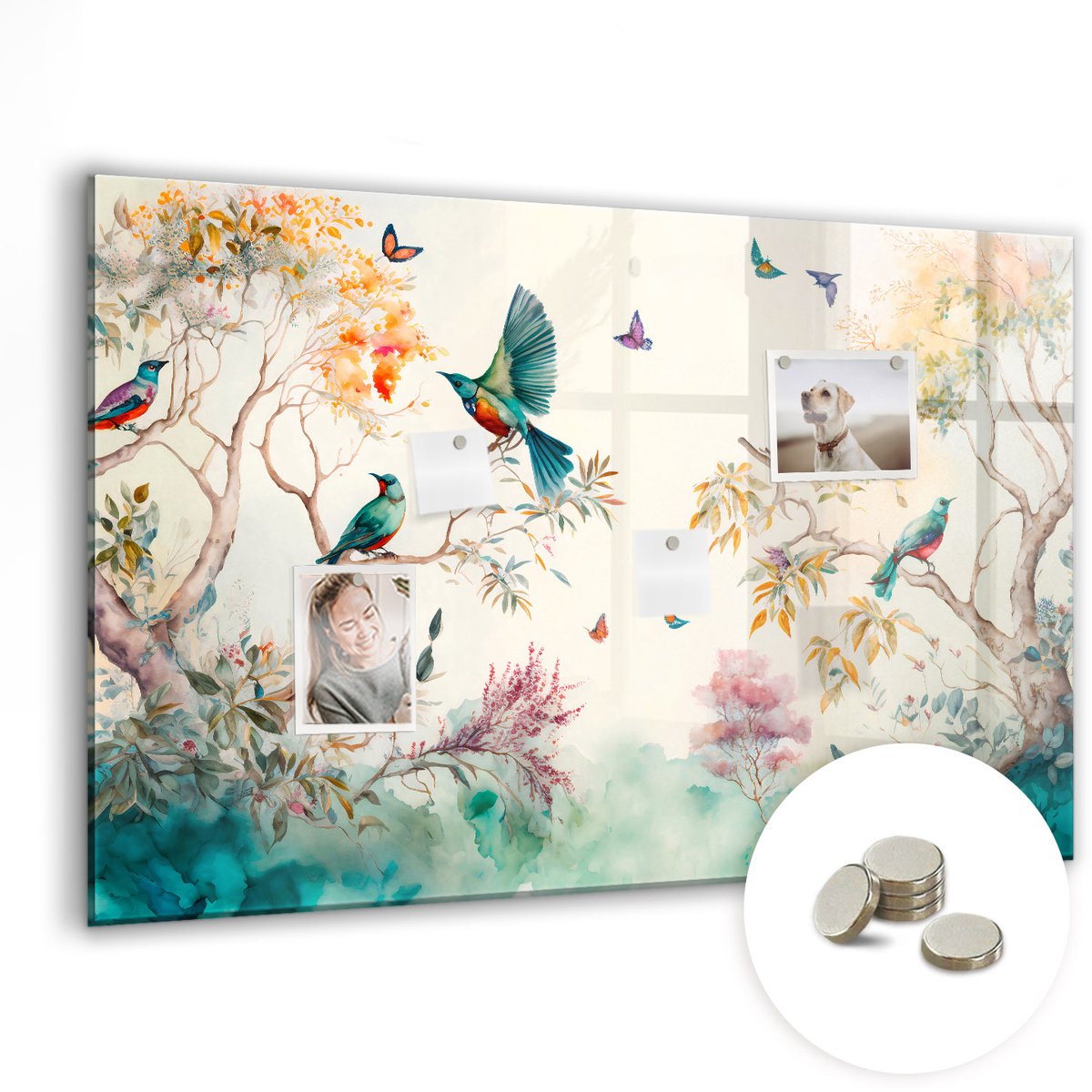 Coloray Glazen Magneetbord - Magnetisch Bord Wereldkaart - 90x60 cm - Veelkleurig Magneetbord - Magnetic Board - Magneetbord Design