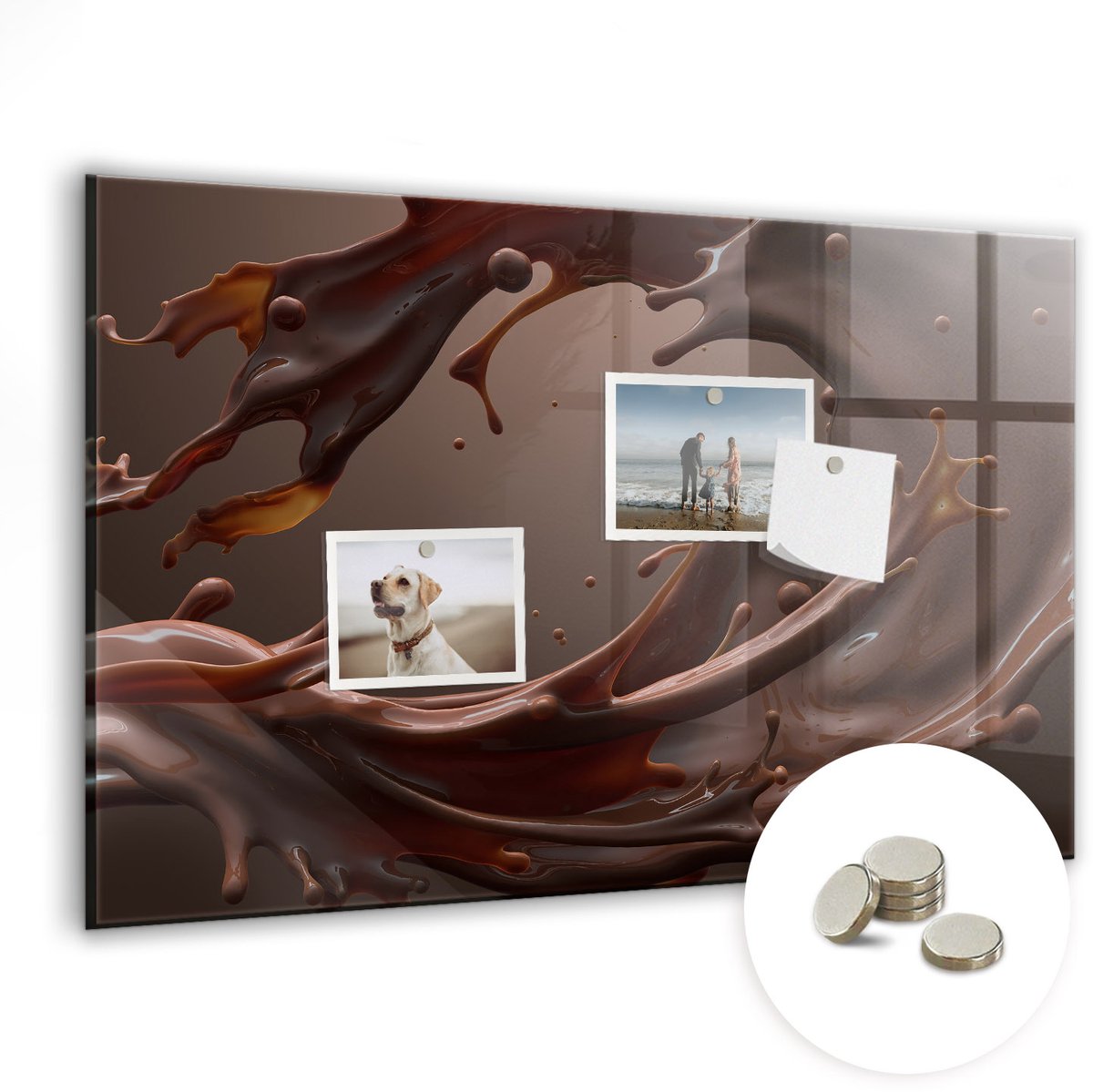 Coloray Glazen Magneetbord - Magnetisch Bord Cacao - 60x40 cm - Bruin Magneetbord - Magnetic Board - Keuken Decoratie