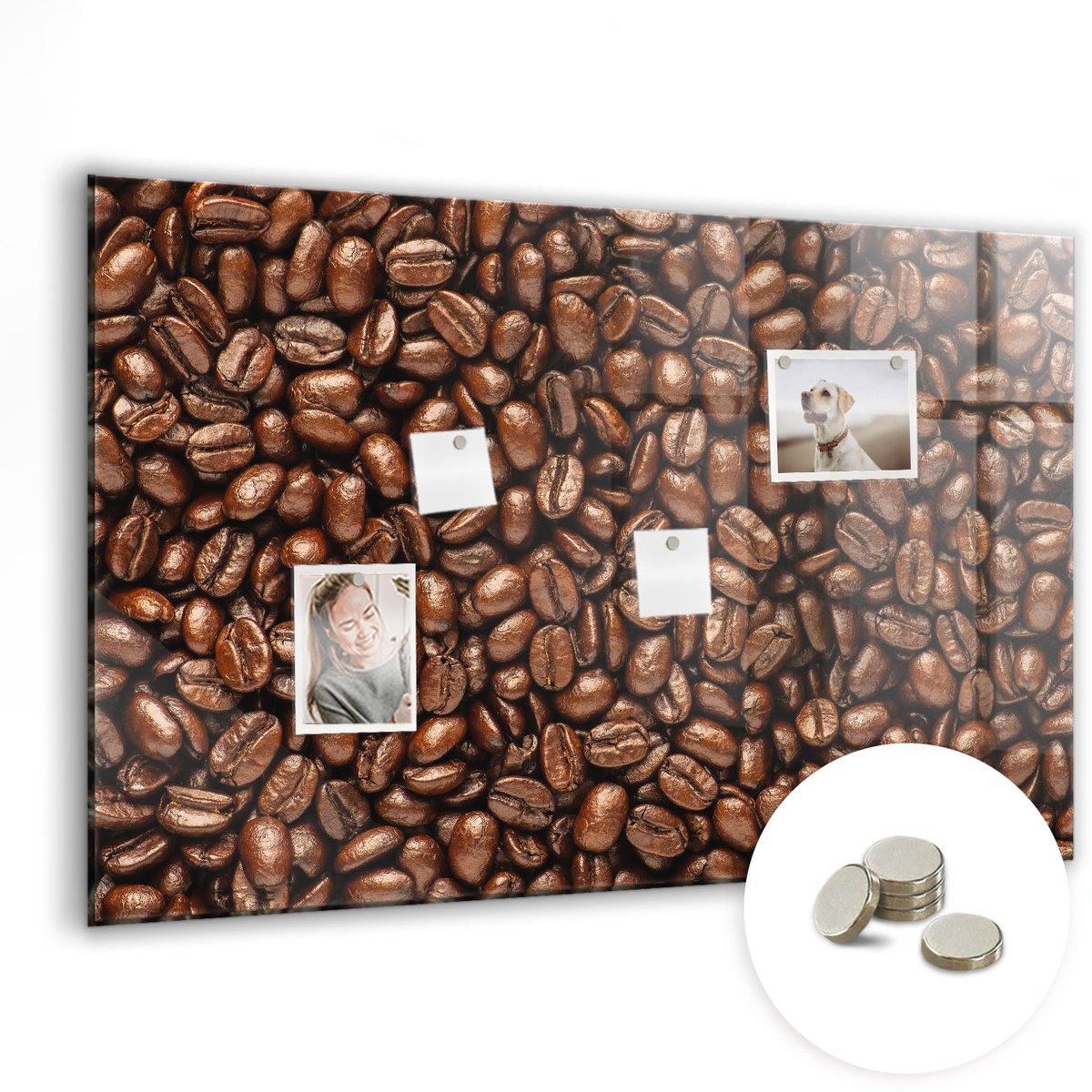 Coloray Glazen Magneetbord - Magnetisch Bord Een kopje koffie - 90x60 cm - Bruin Magneetbord - Magnetic Board - Keuken Decoratie