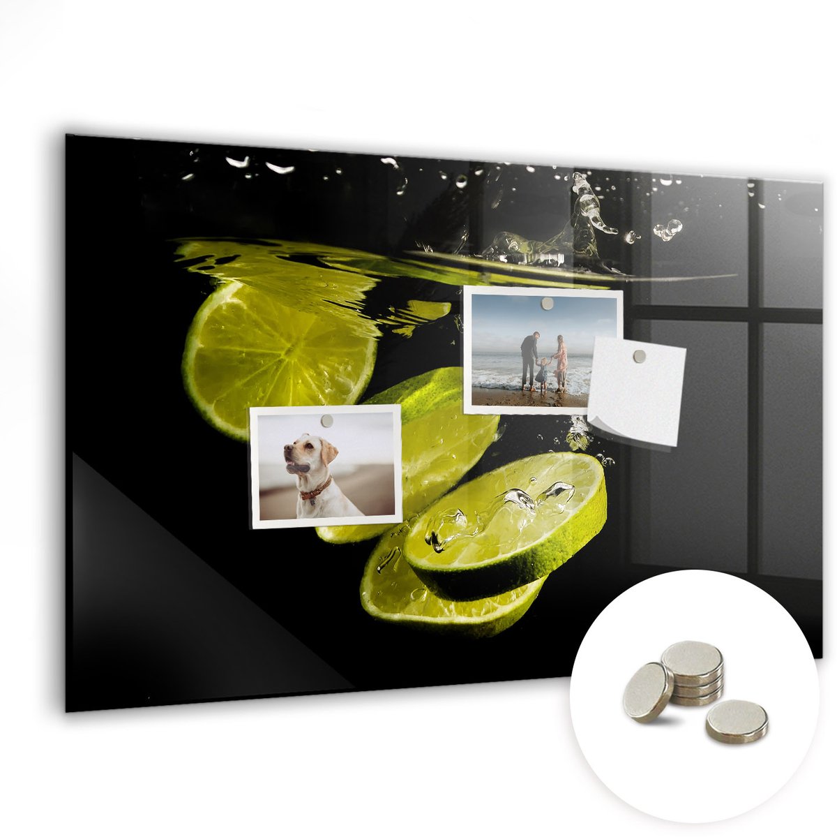 Coloray Glazen Magneetbord - Magnetisch Bord Limoenen - 60x40 cm - Groente Magneetbord - Magnetic Board - Magnetisch Wandbord