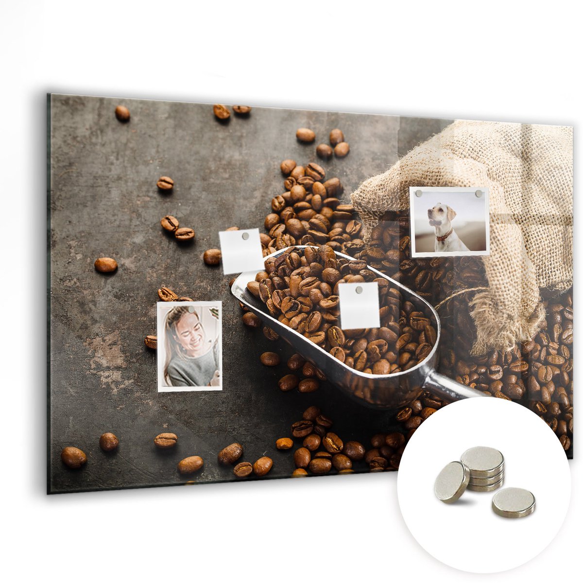Coloray Glazen Magneetbord - Magnetisch Bord Exotische bladeren - 90x60 cm - Bruin Magneetbord - Magnetic Board - Magnetisch Wandbord