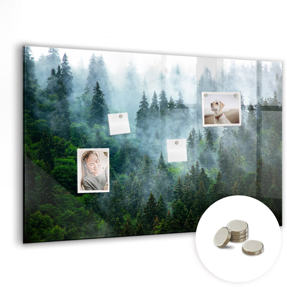 Coloray Glazen Magneetbord - Magnetisch Bord bergtoppenlandschap - 90x60 cm - Groente Magneetbord - Magnetic Board - Woonkamer Decoratie