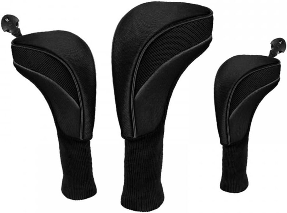 SnelShoppen - 3 Stuks Golfclubs Hoofdkappen, Golf Ijzer Beschermhoezen Set met Verwisselbare Nummer Tags, Stevig en Ademend Nylon voor Houtclubs