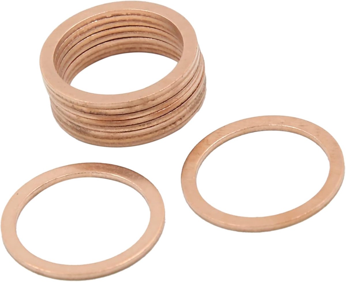 SnelShoppen - 10 Stuks Koper Platte Schijven 18mm Vervangingsringen voor Sealing, Dichting, Keuken, Tuin, Creatief Gebruik, Hoogwaardige Kwaliteit