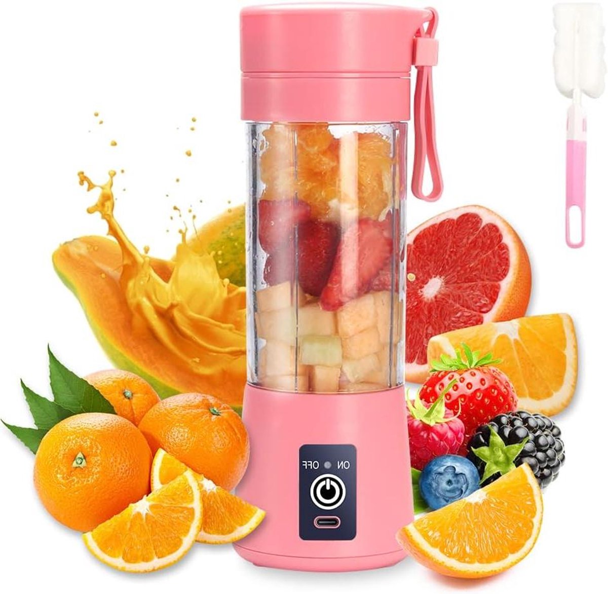 Draagbare Blender - Persoonlijke Juicer - Smoothies Maken - USB Oplaadbaar - 380 ml - Roze