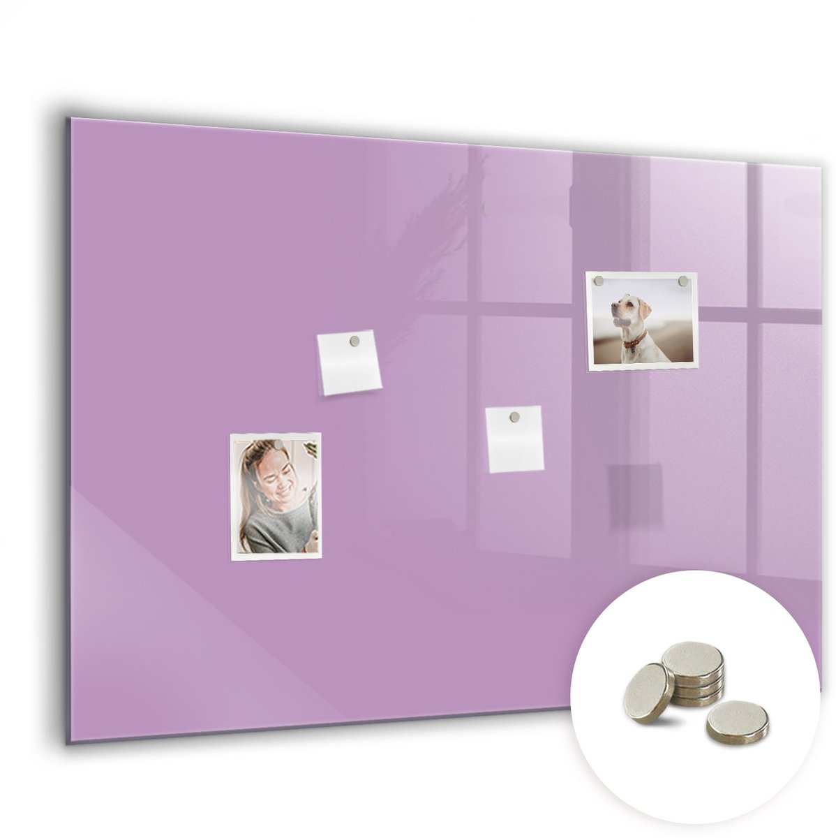Coloray Glazen Magneetbord - Magnetisch Bord Crème kleur - 100x70 cm - Lila Magneetbord - Magnetic Board - Magneetbord Design