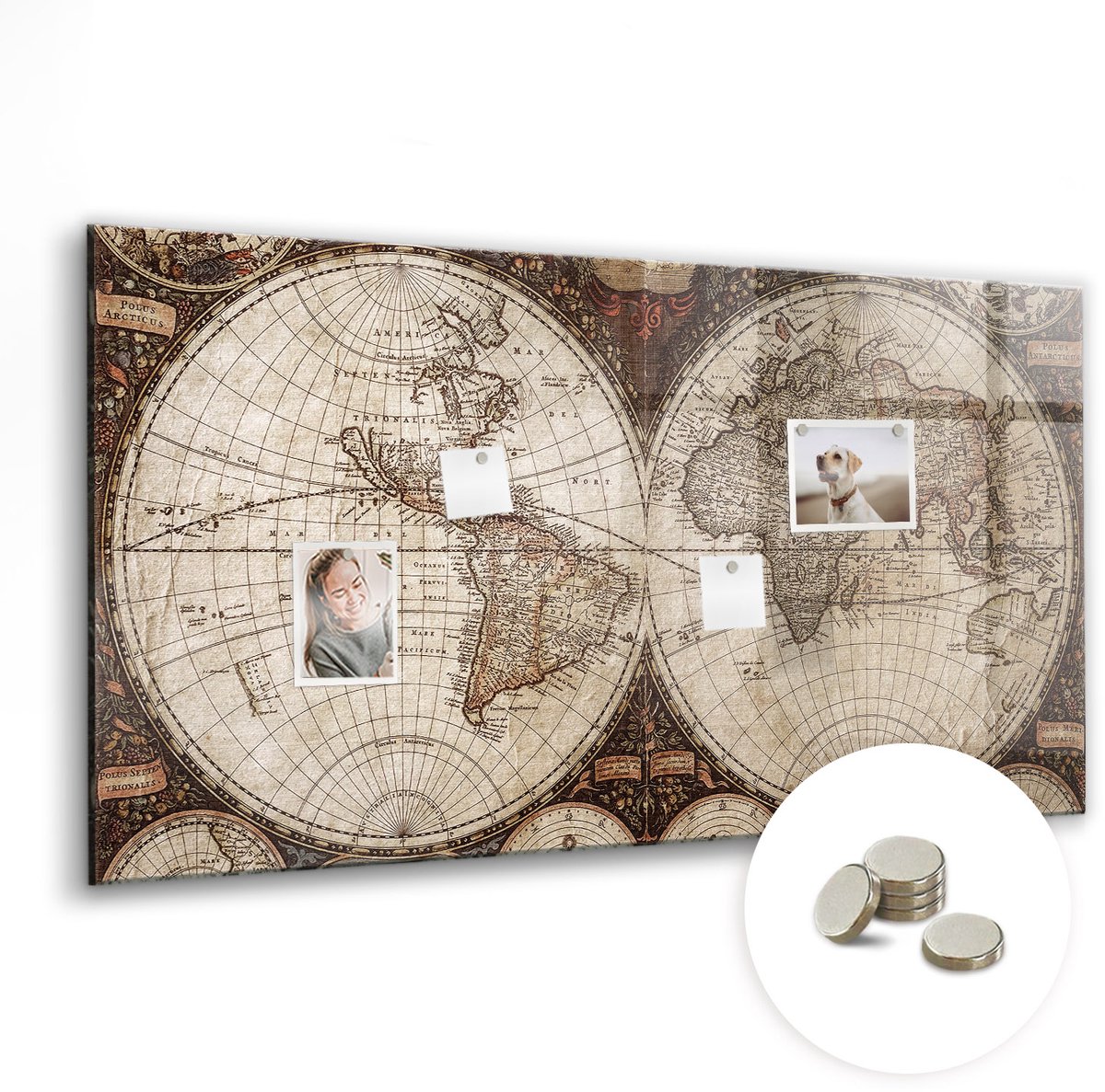 Coloray Glazen Magneetbord - Magnetisch Bord New York 's nachts - 120x60 cm - Bruin Magneetbord - Magnetic Board - Magneetbord Design