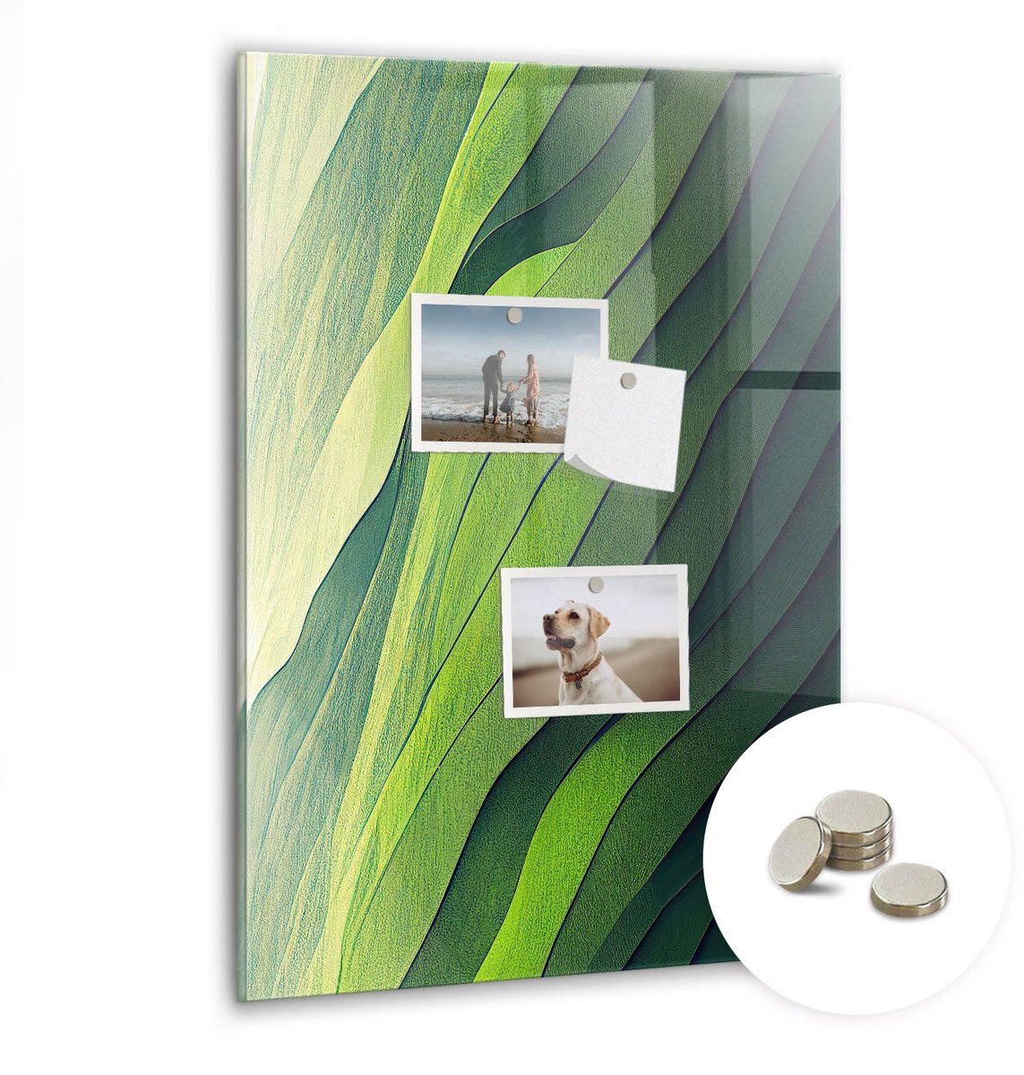 Coloray Glazen Magneetbord - Magnetisch Bord Abstract landschap - 40x60 cm - Groente Magneetbord - Magnetic Board - Magneetbord Design