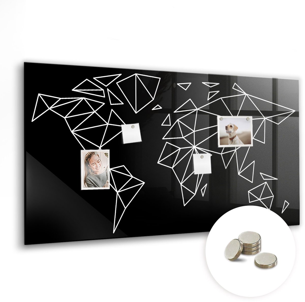 Coloray Glazen Magneetbord - Magnetisch Bord Beschilderde pizza - 120x60 cm - Zwart Magneetbord - Magnetic Board - Keuken Decoratie