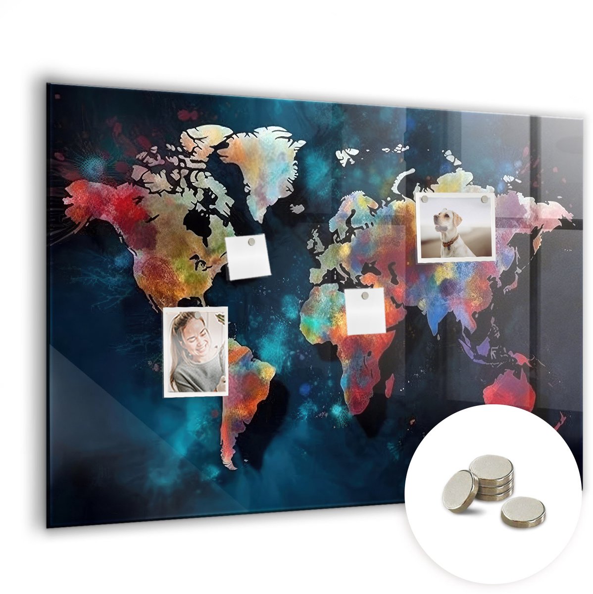 Coloray Glazen Magneetbord - Magnetisch Bord Illustratieve bergen - 100x70 cm - Veelkleurig Magneetbord - Magnetic Board - Woonkamer Decoratie