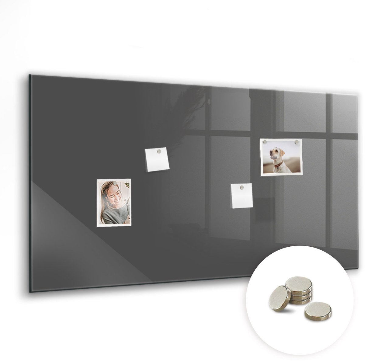 Coloray Glazen Magneetbord - Magnetisch Bord Donkerbeige kleur - 120x60 cm - Grijs Magneetbord - Magnetic Board - Magnetisch Wandbord