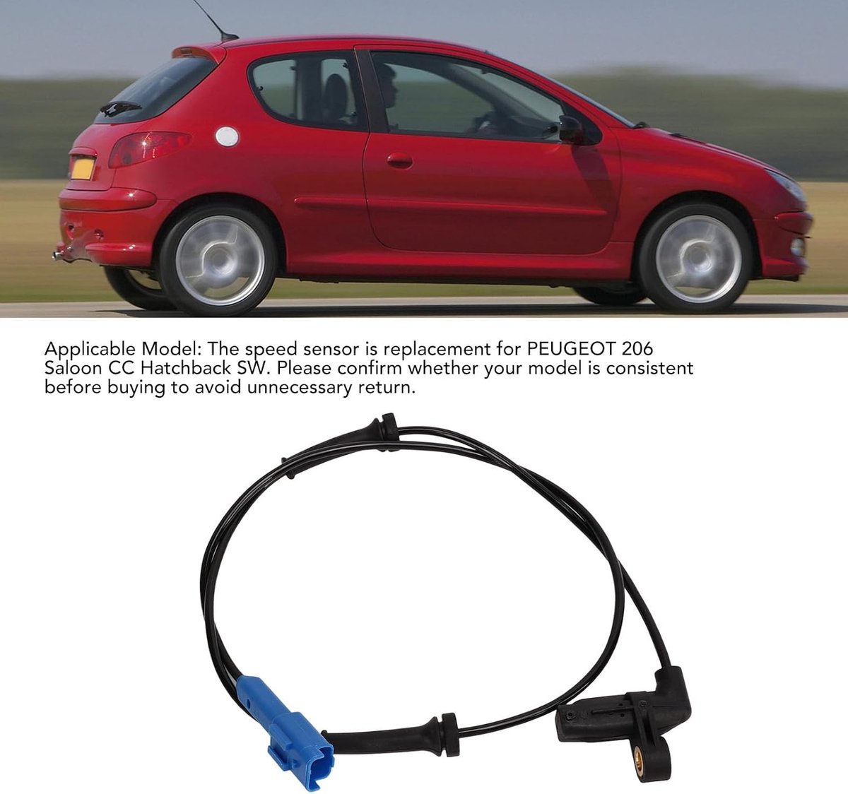 SnelShoppen - ABS Wiel Snelheidsensor Vervanging voor PEUGEOT 206 Saloon CC Hatchback SW - Energiebesparende Wiel Snelheidsmonitor - OE 4545A0 4545A3