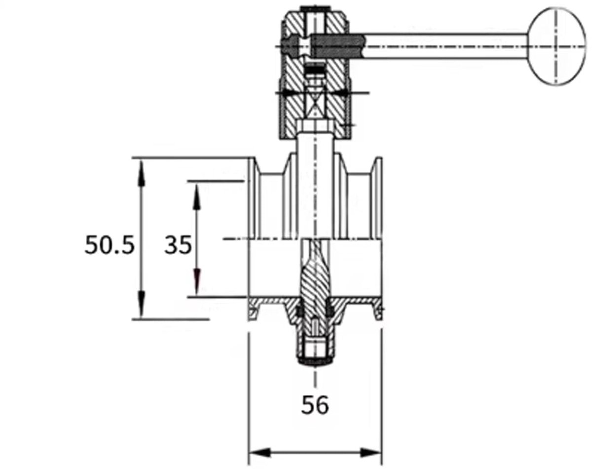 SnelShoppen - Sanitaire Butterfly Klep - Tri-Clamp RVS 304 met Siliconen Pakking - 38mm (1.5 inch) Buitendiameter - Snelle Aansluiting voor Waterflow
