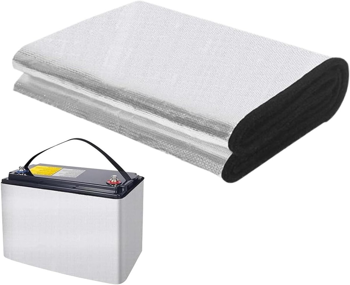 Auto Accu Deken - Accu Isolatiehoes - Bescherming tegen Kou - Vlamvertragend Materiaal - 102x18 cm - Grijs