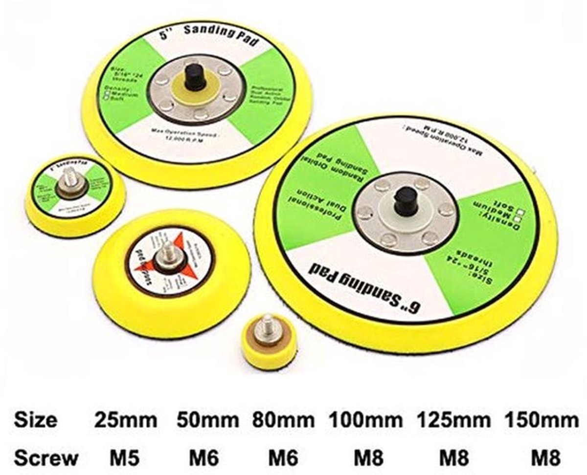 tooloflife Schuurplaat met haak en gesp met M8-schroefdraad voor 125 mm vlakschuurmachine