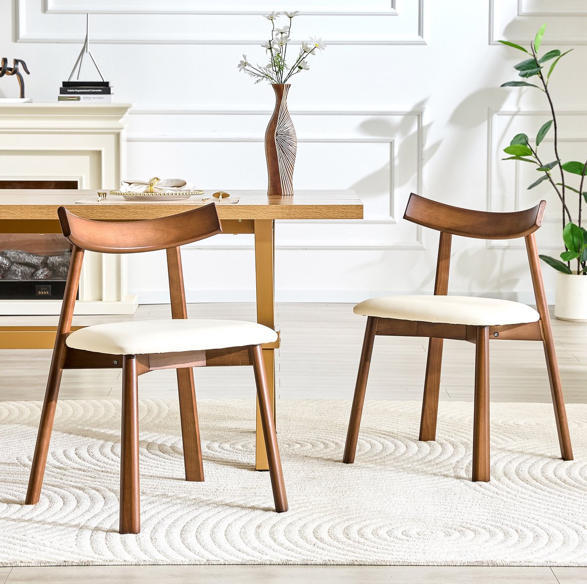 OKWISH Eetkamerstoel - Set Van 2 Met Ergonomische Rugleuning En Gewatteerde Kunstleren Zit