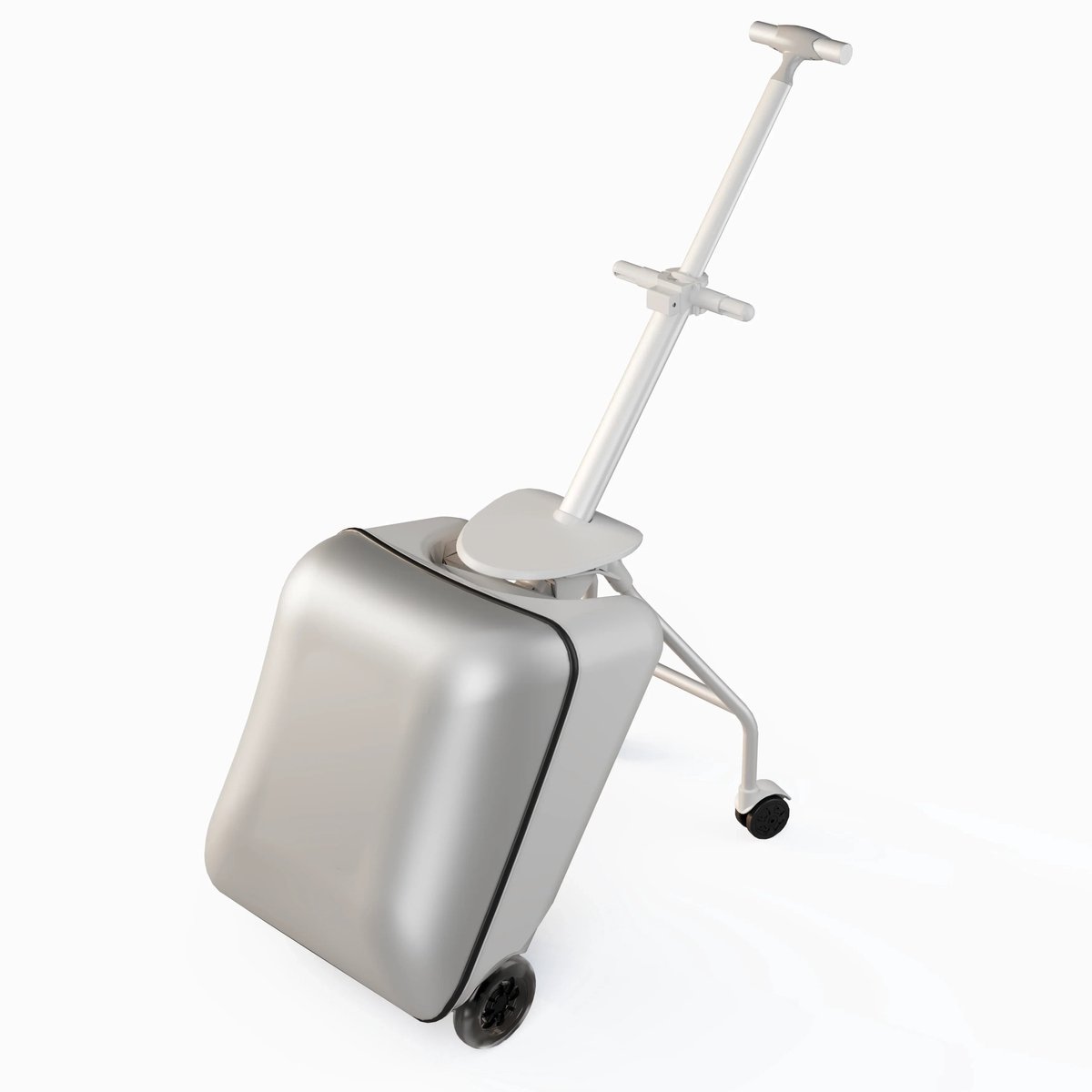 Home & Beyond® Kinderkoffer met Zitfunctie en 360° Wielen - Verrijdbare Reiskoffer met Uitklapbaar Frame - Zilver - 110 cm