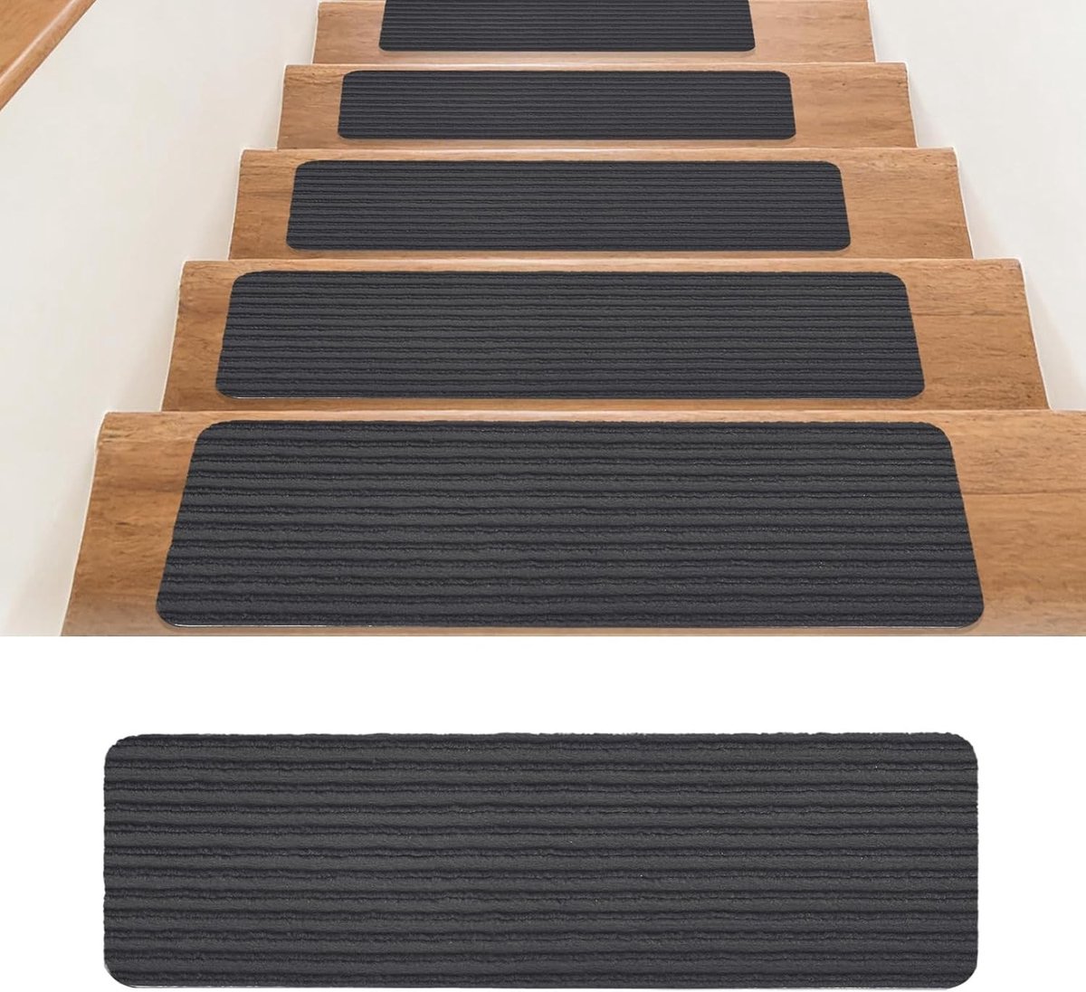 Set van 15 Zelfklevende Trapmatten 76 x 20 cm - Antislip Binnenmatten voor Huisdieren, Senioren en Kinderen, Makkelijk op Maat te Snijden