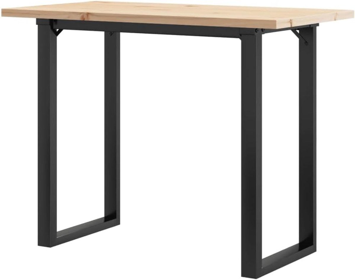 Eettafel Grenenhout Staal - Keukentafel Rechthoekig - Gezellig Tafelen - O-vormig Onderstel - 100x50x755 cm - Natuurlijk