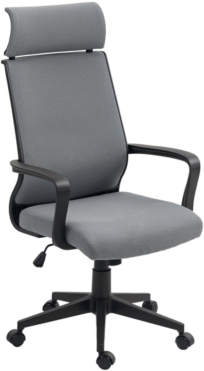 MODENUIT Bureaustoel 60,5 cm - Verstelbare Zithoogte en Wipfunctie - Voor Bureau - Polyester Donkergrijs