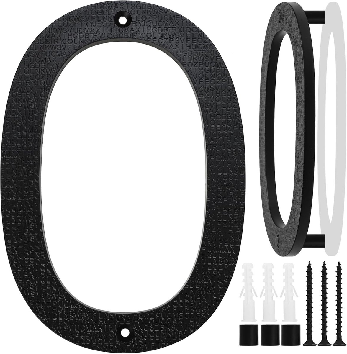 Grote Zwarte Huisnummer, 20cm, Drijvend Huisnummer Bord in 3D ABS Plastic voor Deuren, Postbussen en Garages - Nummer (0) met Weerbestendige Afwerking en Eenvoudige Montage