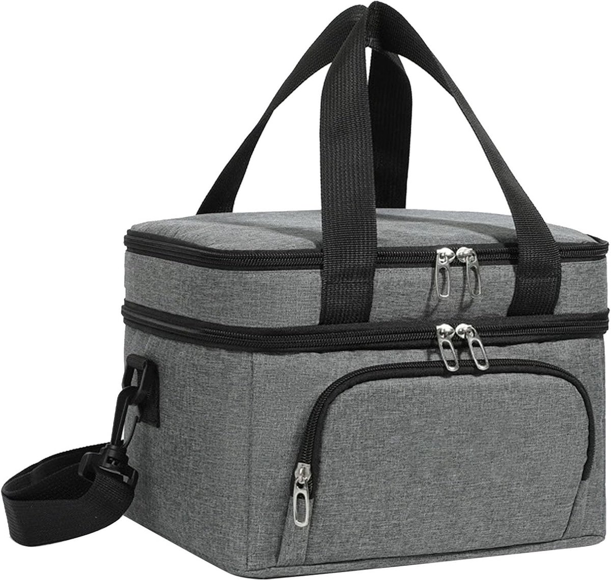 Dubbellaagse geïsoleerde koeltas van 10 liter, lekvrije lunchtas met schouderriem voor werk, picknick en reizen