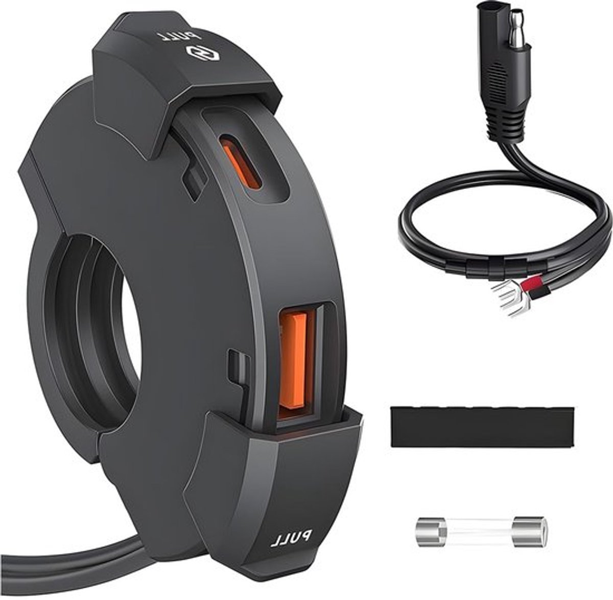 Universele USB-oplader voor motorfiets, oplader voor Moto's, QC3.0 USB-A+USB-C, USB-aansluiting + type C 12 V motorfiets, waterdicht, 48 W stopcontact voor motorfietsen, auto's, boten,