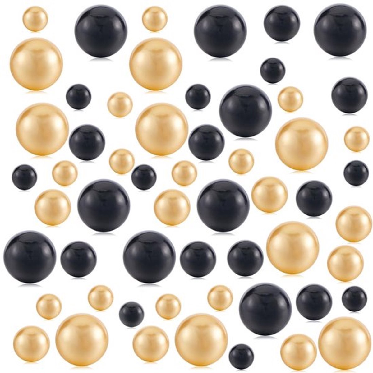 180 stuks 8/14/20mm zwarte gouden vaasvuller, imitatieparels, vaasmake-up, plastic imitatieparelkralen, geen gat, glanzende parelkralen, gemengde maten, ronde parels voor vaas, thuis, feest, bruiloft