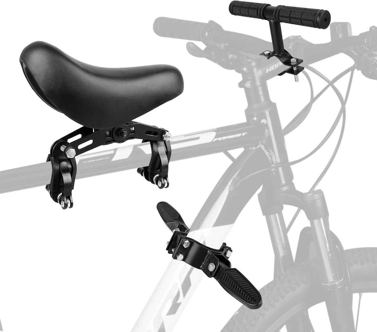 Kinderfietsstoel Voor - Voorzitje Kinderen - Samen Fietsen - Inclusief Stuur - 2-5 Jaar - Zwart