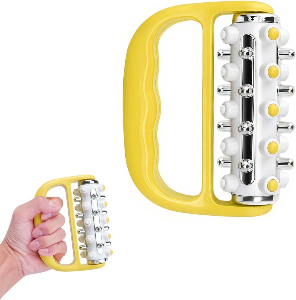 SnelShoppen - Massageroller handapparaat voor lymfedrainage, lichtgewicht full-body massageapparaat voor benen, armen en rug - Glanzend geel, hoogwaar