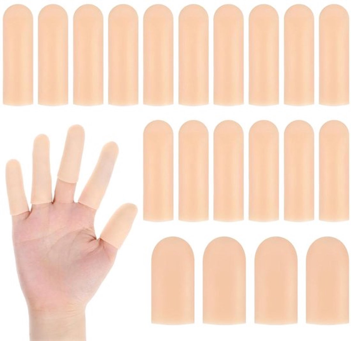 20 stuks Vingerbeschermers bij letsel - Vingertopbescherming met Gel - Ademend Vingerverband