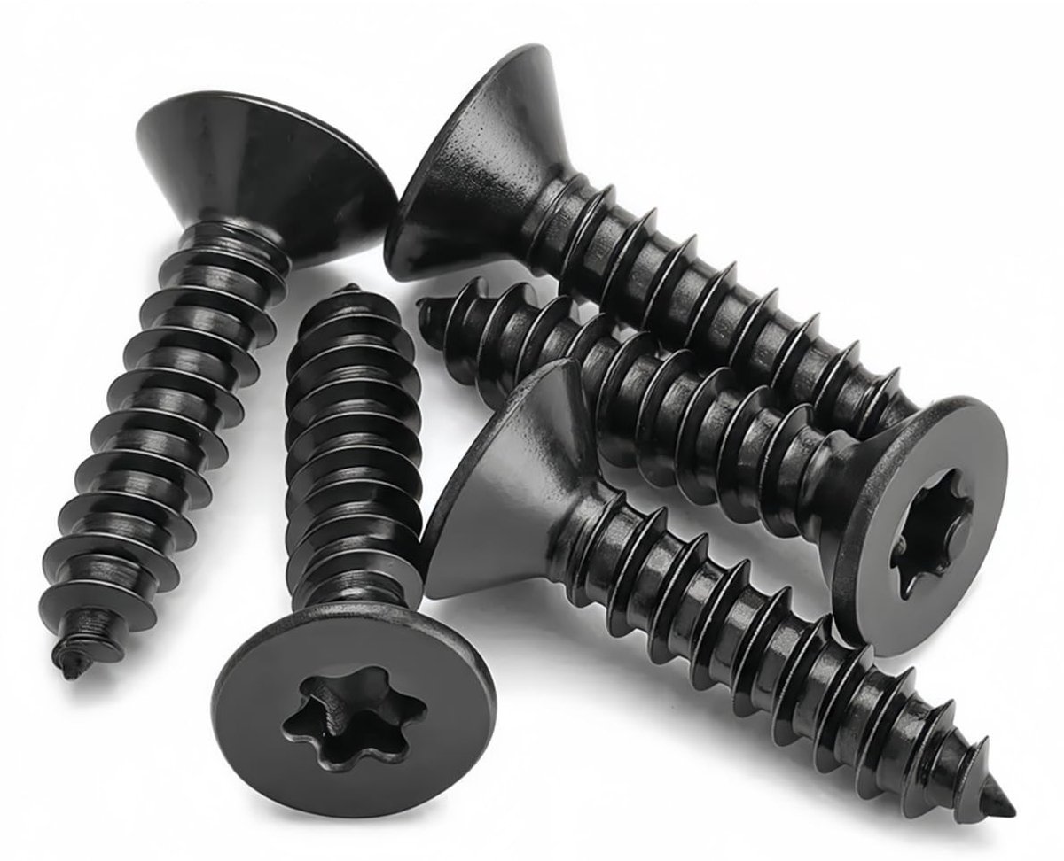 Houten Torx Schroeven Zwart 50 Stuks M4 x 25 mm Verzonken Kop RVS A2 Volledig Gewinde Zelftappende Schroeven Voor Chipboard en Universeel Gebruik