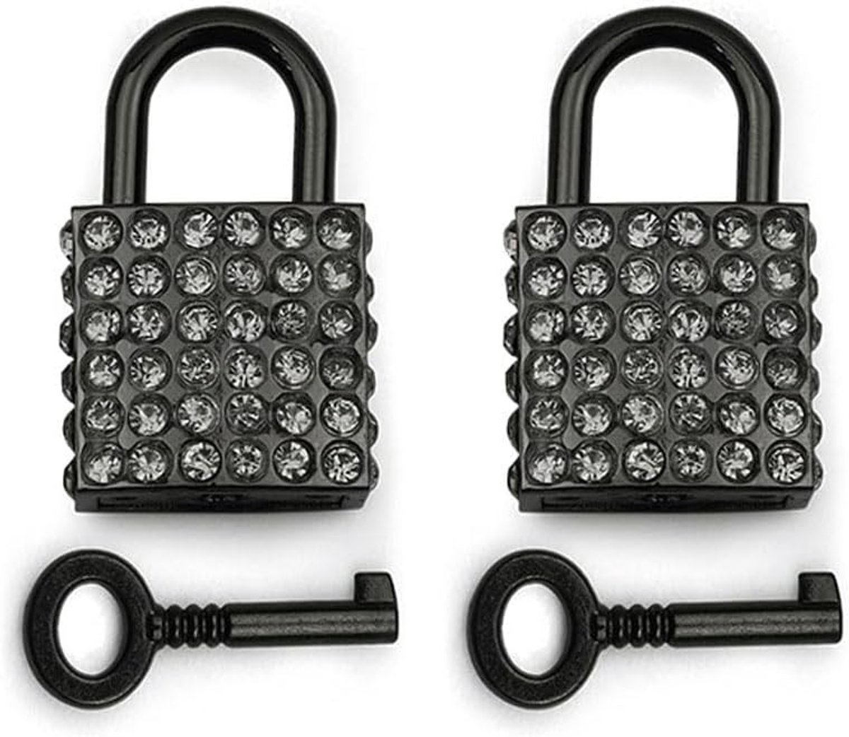 Decoratieve Mini Vierkante Hangslot Set voor Luggage, Handtas en Sieraden met Sleutel - Zwart