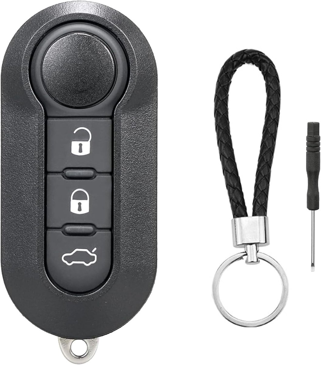 Sleutel met 3 Knoppen, Afstandsbediening Behuizing voor Fiat Modellen zoals 500, 500L, 500C en meer - Duurzaam en Functioneel Sleutelhuis