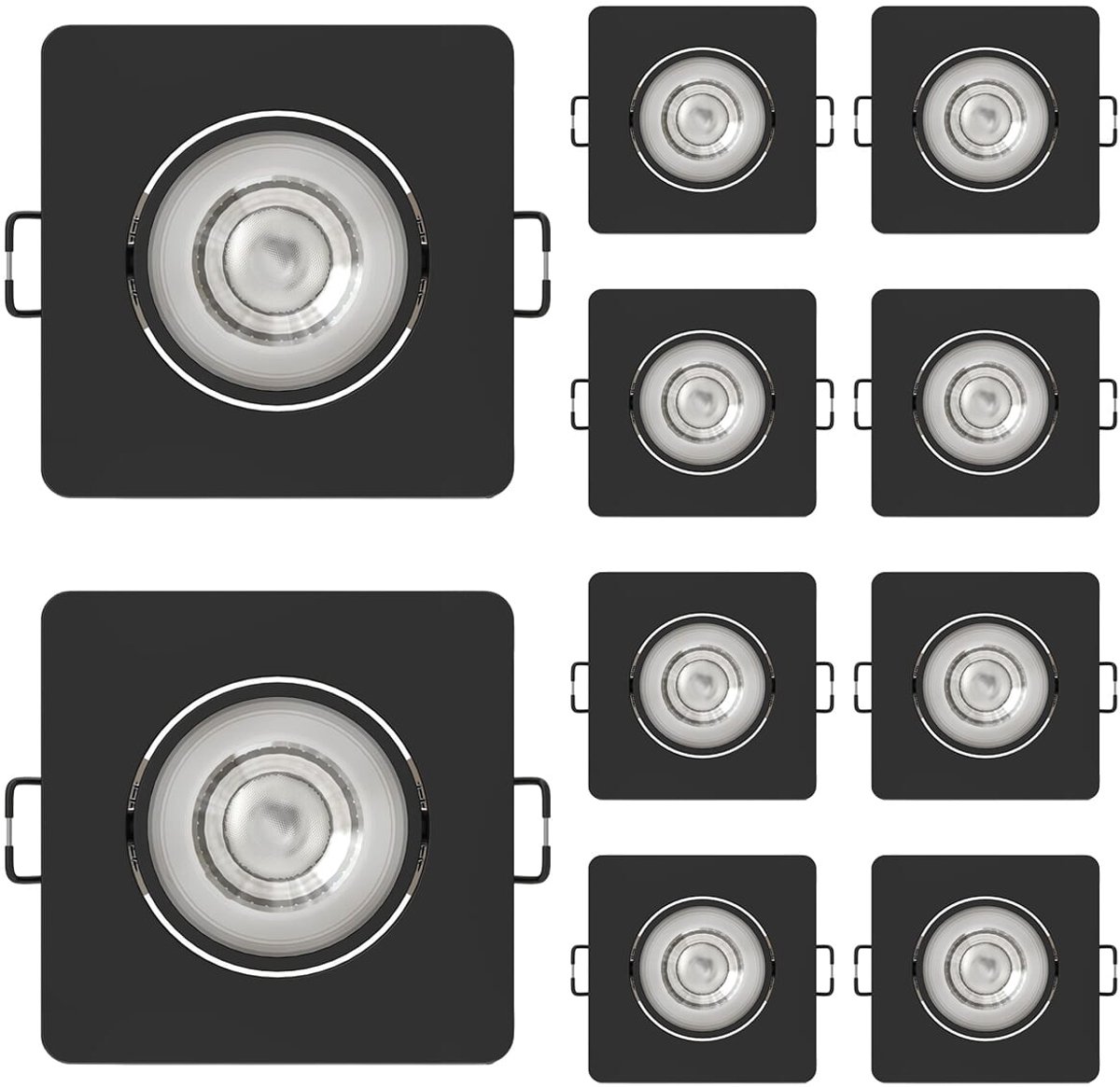 Modee LED Inbouwspot Vierkant - 4.8W 420 Lumen - 4000K Neutraal Wit - IP20 - Zwart - 10 stuks