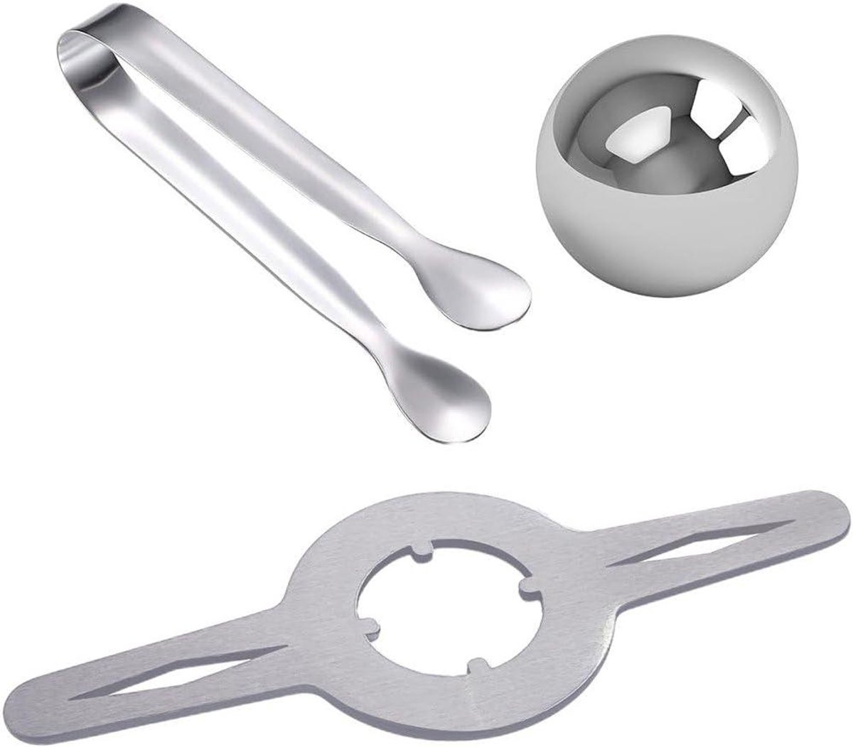 Koffie Koeling Tool - IJsbal Houder - Koffie Verbeteren - Roestvrij Staal - 3.8 cm Bal - Zilver