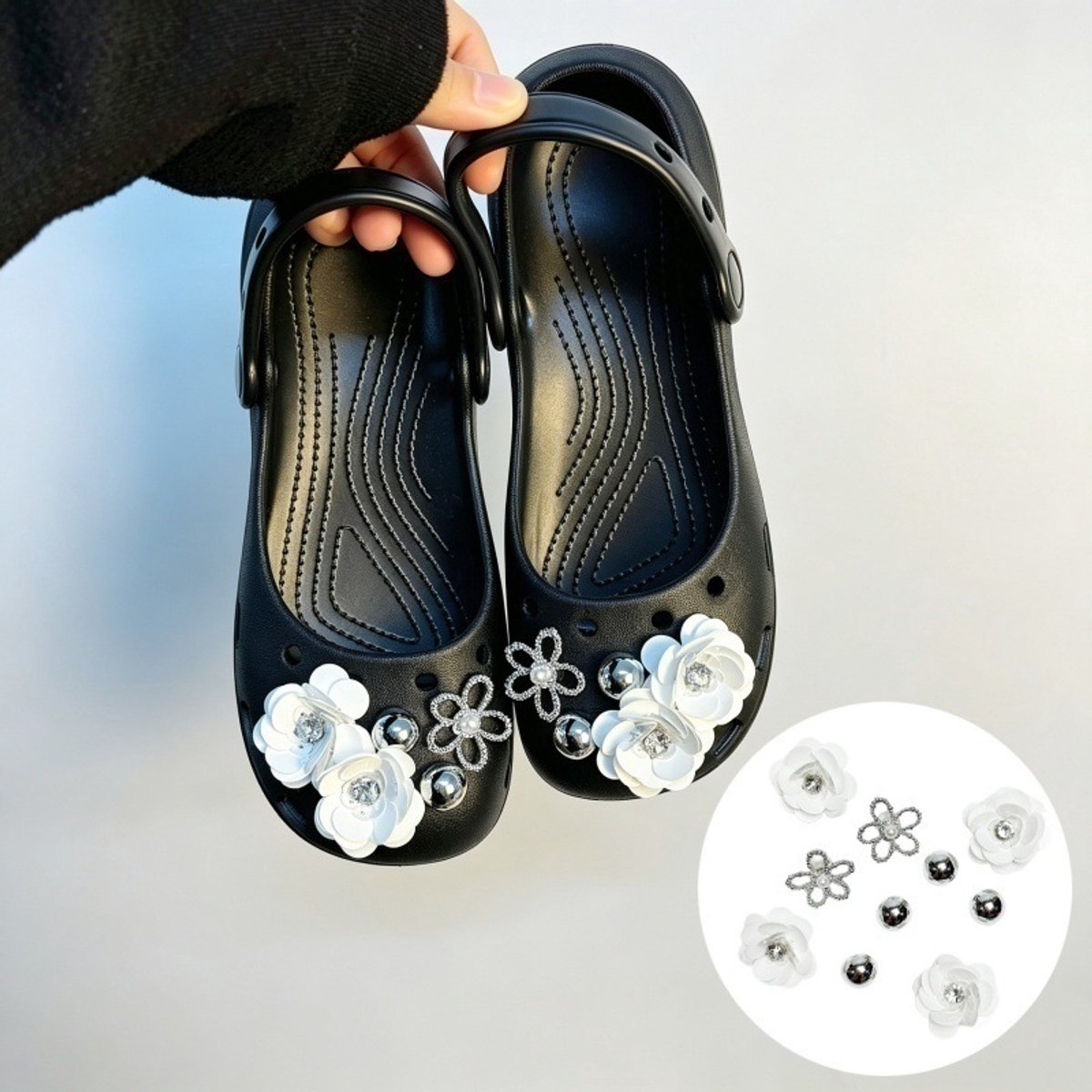 Schoenaccessoires-geschikt voor crocs charms- geschikt voor crocs pins- geschikt voor crocs Accessoires- geschikt voor Crocs Jibbitz-CJ-376 Zilverdruppel Witthee