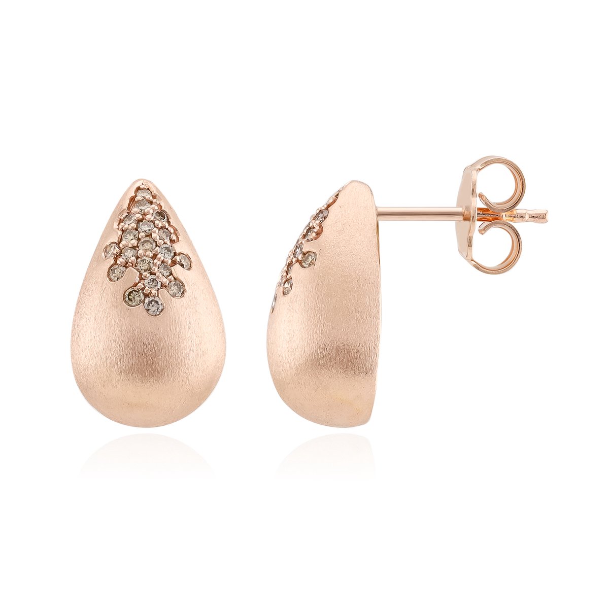 Cavill - Elegante oorbellen - 925 sterling zilver roségoud verguld - 0,21 ct I1 Argyle Rose de France diamanten - Ronde briljant pavé