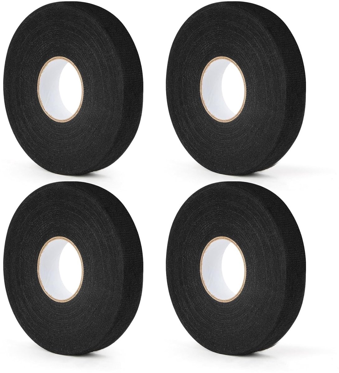 4 Stuks Isolatietape 1.8 cm x 15 m - Zwarte Stoffen Lijmtape voor Isoleren en Bundelen van Draden en Kabels