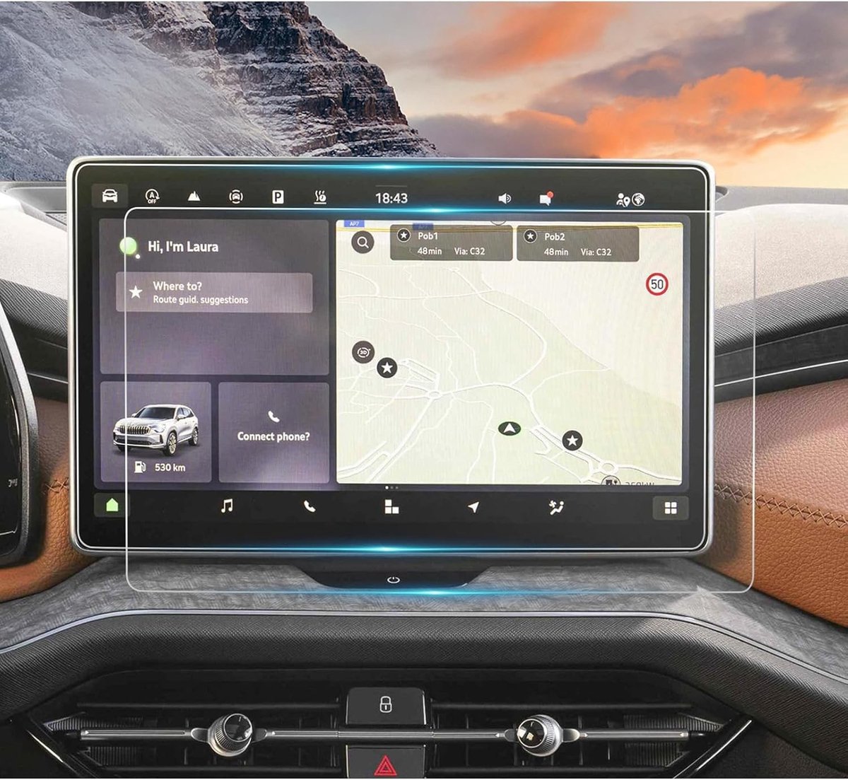 Kodiaq Sportline RS Nano Screen Protector voor Skoda Kodiaq II 2024-2026, Set van 2, Bescherming tegen Krassen en Vingerafdrukken
