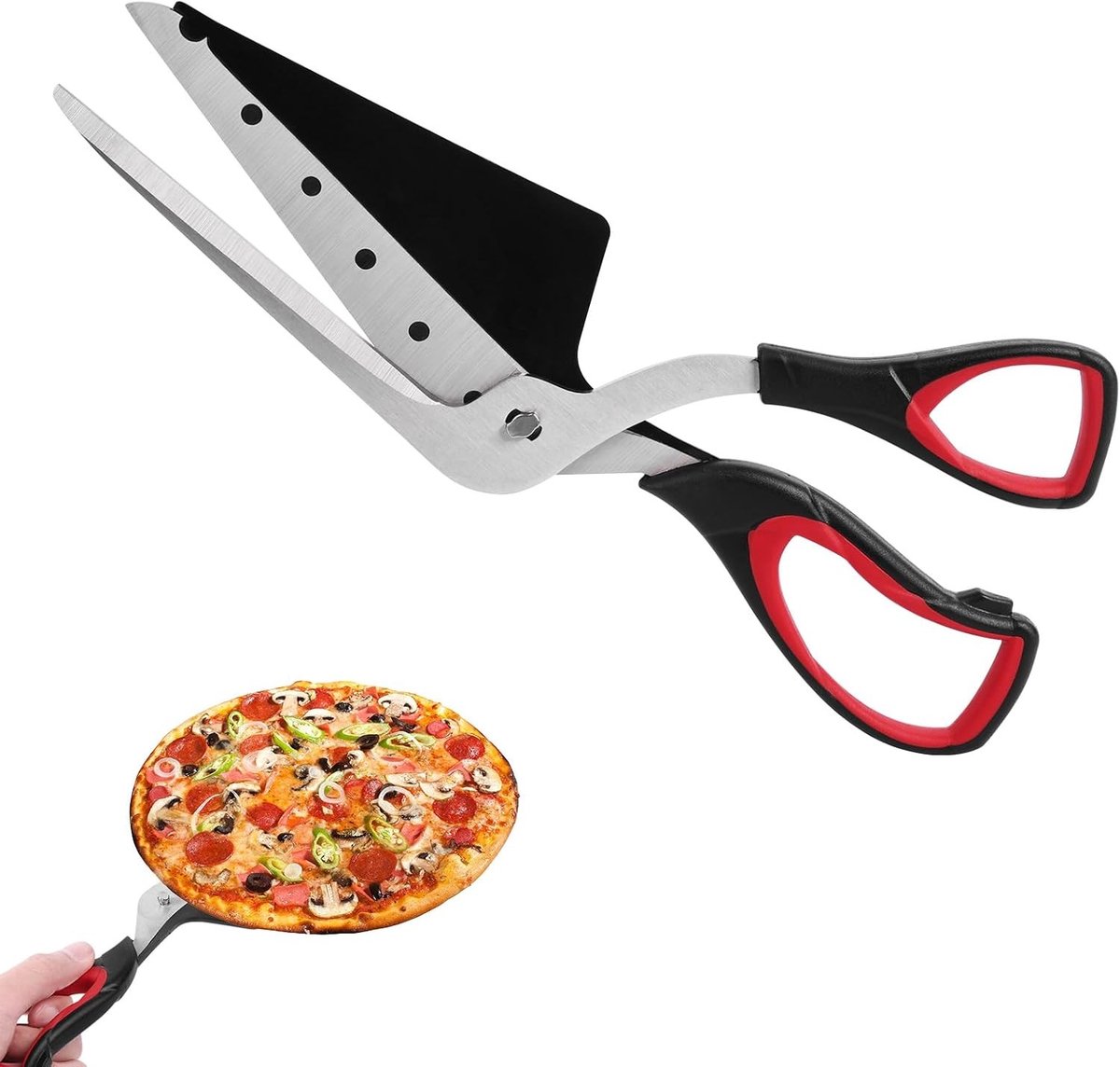 Multifunctionele Keuken Scharen voor het Snijden van Pizza, RVS Snijbladen en Comfortabele Handgreep, 27 cm