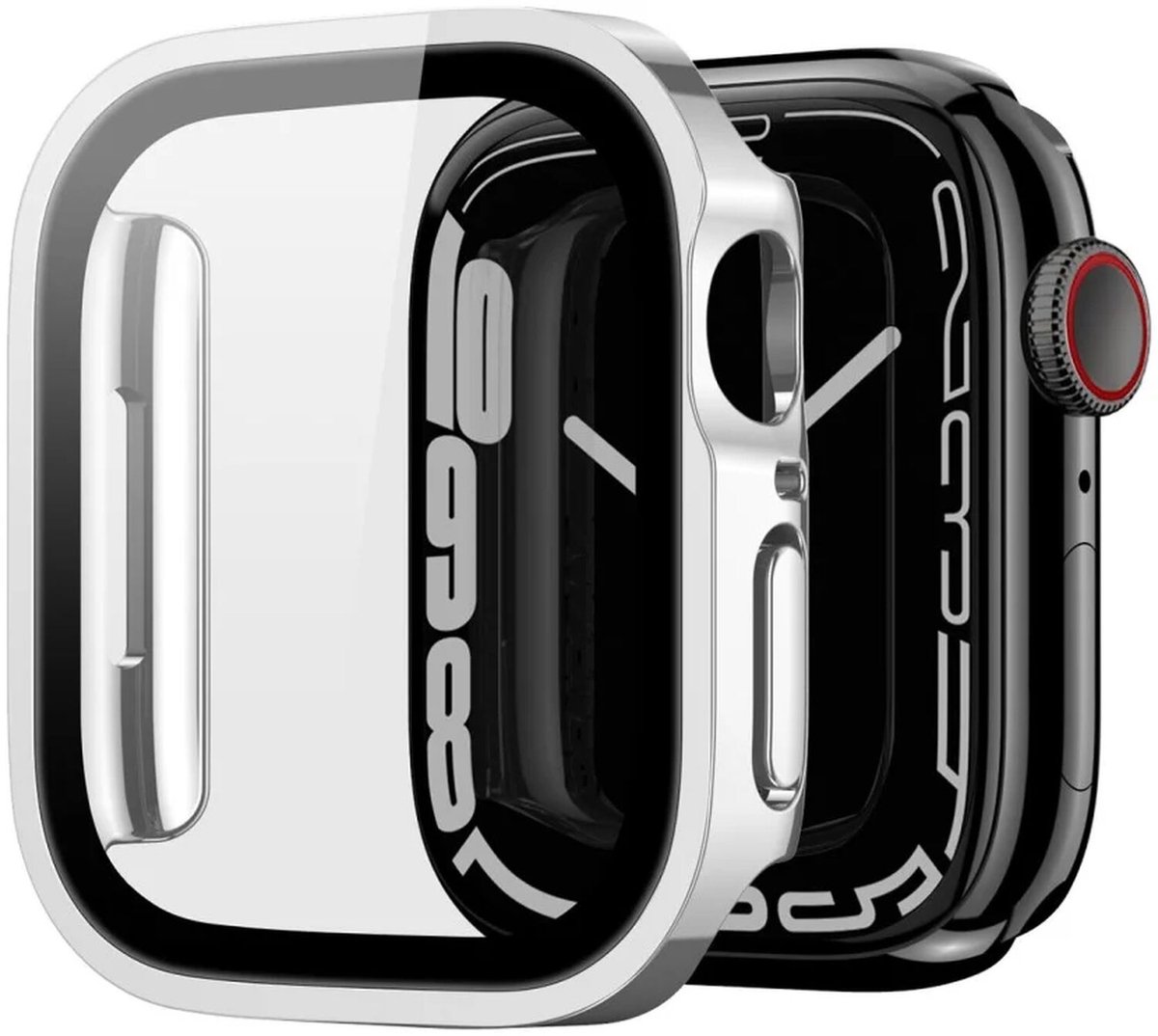 Dux Ducis Hamo - Hoesje met Ingebouwde Screen Protector Geschikt voor Apple Watch 11/10 46MM - Full Protect Case - Zilver