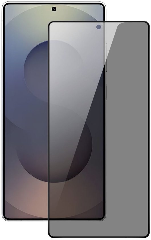 Een schermbeschermer met privacyfilter naast een smartphone.