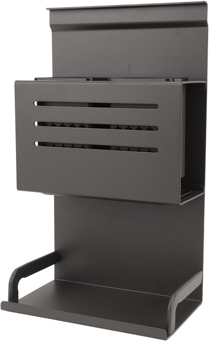 Muur Mount Gebruiksvoorwerp Rack Grijs Aluminium Gemakkelijk schoon te maken Multi Use Organizer Grote Keuken Houder voor Aanrecht, Koken Zwarte Caddy Eetstoklepel Kruiden