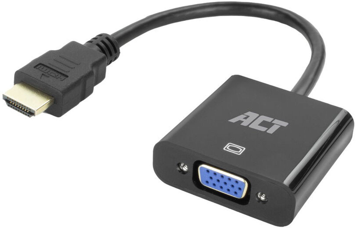 ACT HDMI naar VGA adapter, met audio, male naar female, 0,15 meter - AC7535