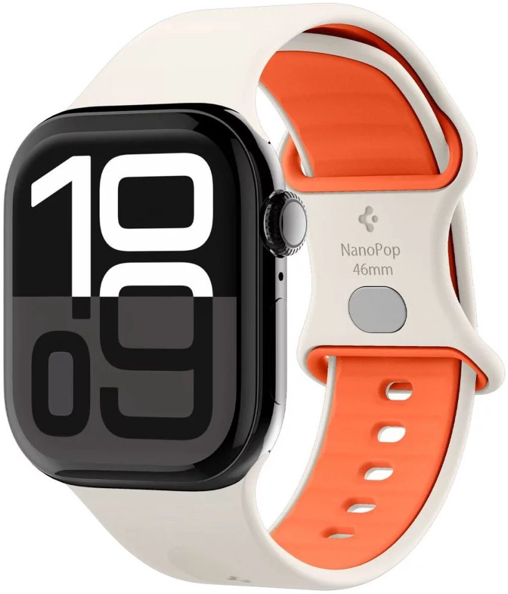 Spigen Nano Pop - Bandje Geschikt voor Apple Watch 1-10/SE/Ultra Bandje - 49/46/45/44/42MM - Oranje Beige