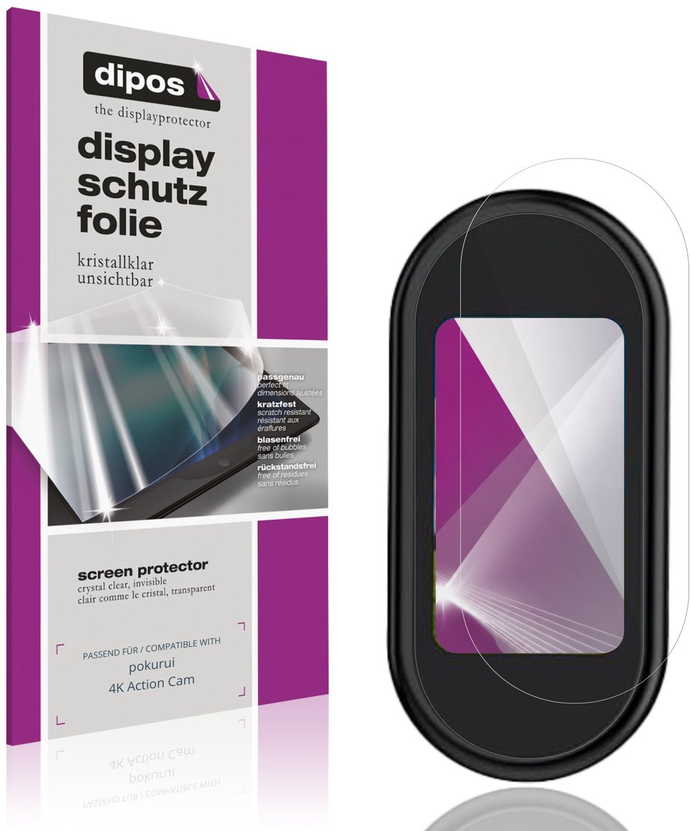 dipos – 4x Beschermfolie geschikt voor pokurui 4K Action Cam | Krasbestendige & heldere Screenprotector Ultra-Thin