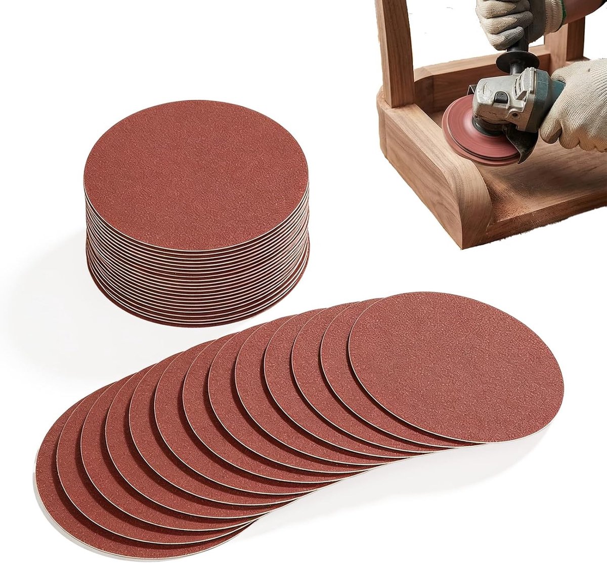 Zelfklevende schuurschijven 150 mm voor schuurmachines - P60, P80, P120, P180, P240, P320 - 30 stuks voor optimale afwerking en schuurresultaat